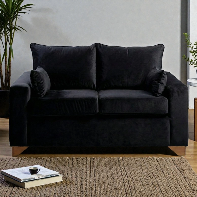 SOFA STEFANNY EN FELPA NEGRA - 1
