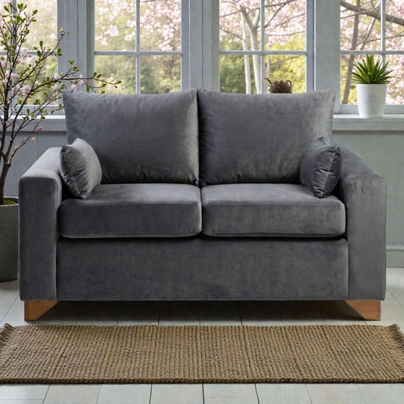 SOFA STEFANNY EN FELPA GRIS OSCURO