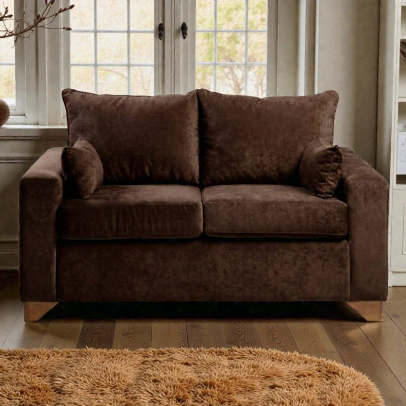 SOFA STEFANNY EN FELPA CHOCOLATE - 1