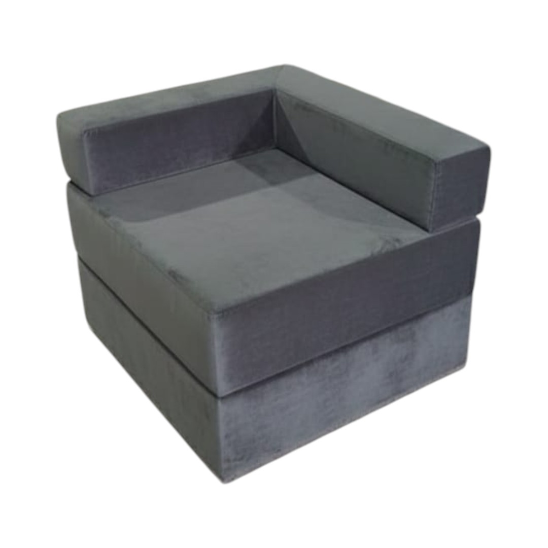 SOFA CAMA ARKOS EN FELPA GRIS OSCURO - 1