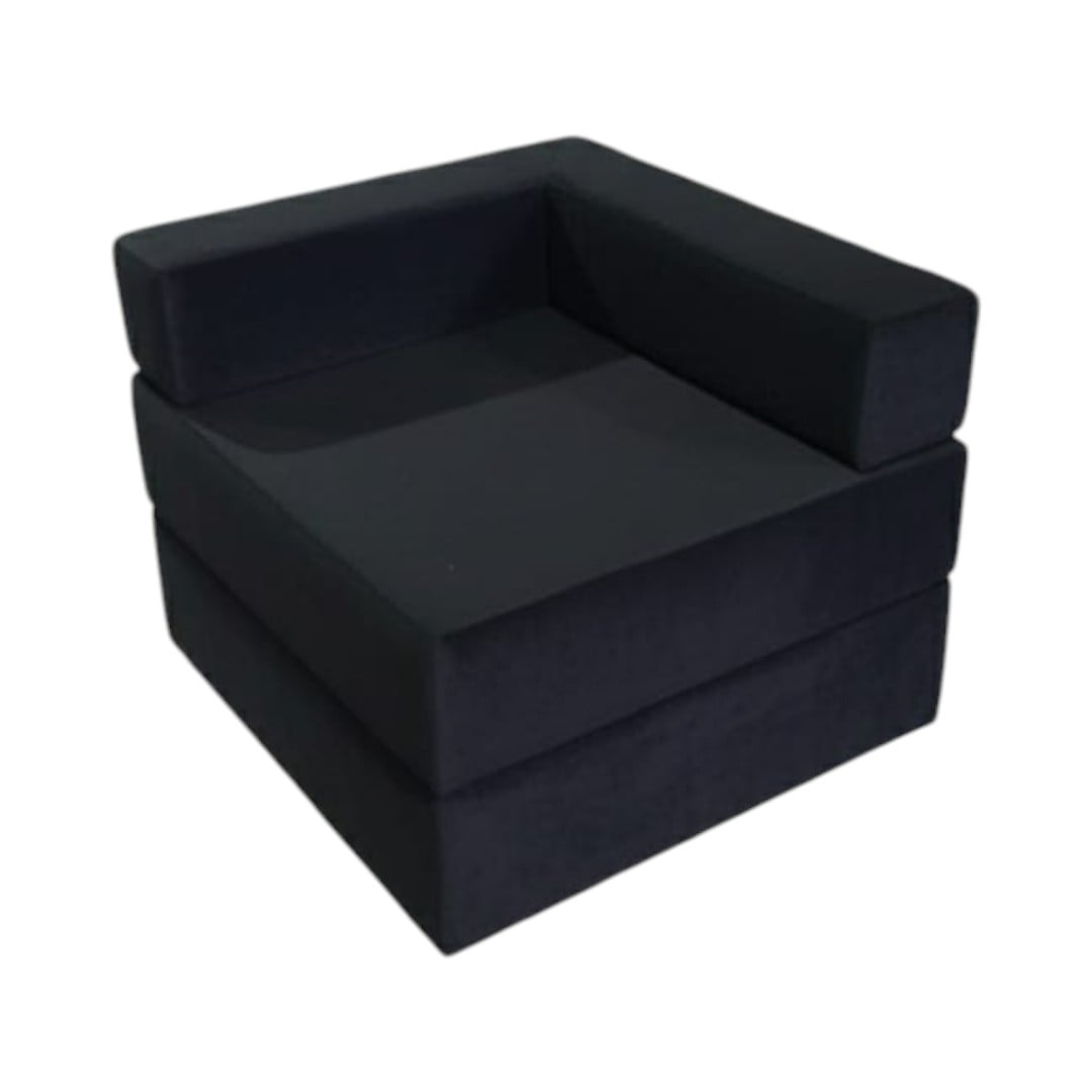 SOFA CAMA ARKOS EN FELPA NEGRA - 1