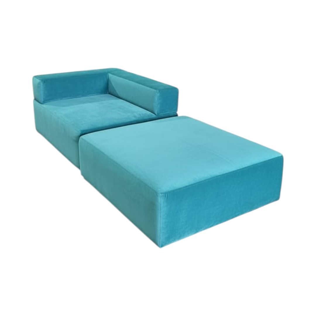SOFA CAMA ARKOS EN FELPA TURQUESA - 3