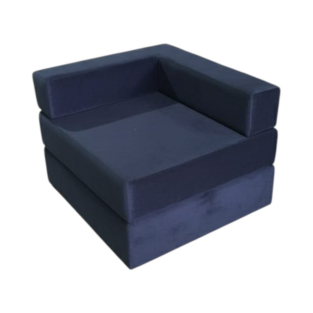 SOFA CAMA ARKOS EN FELPA AZUL MARINO - 1