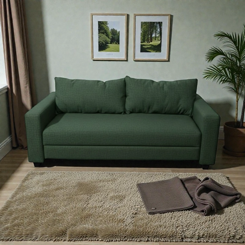 SOFA CAMA MULTIFUNCIONAL LINO VERDE OSCURO - 4