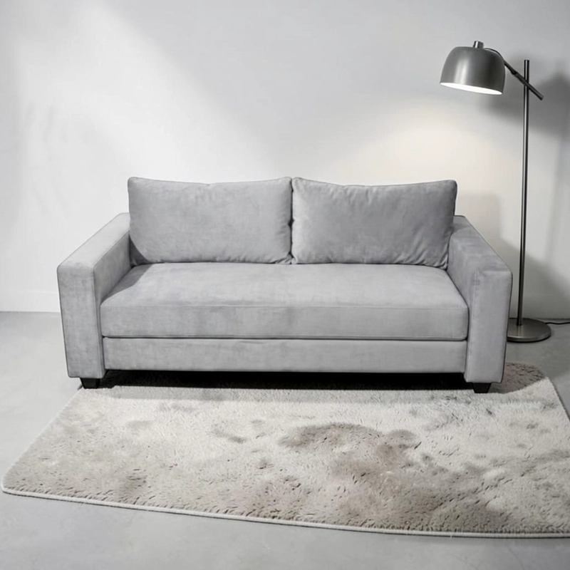 SOFA CAMA MULTIFUNCIONAL FELPA GRIS CLARO - 1