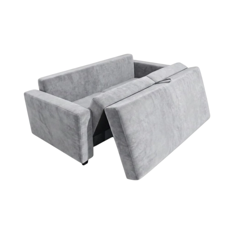 SOFA CAMA MULTIFUNCIONAL FELPA GRIS CLARO - 2