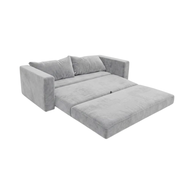 SOFA CAMA MULTIFUNCIONAL FELPA GRIS CLARO - 3