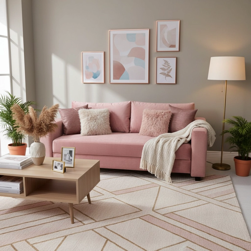 SOFA CAMA MULTIFUNCIONAL FELPA PALO ROSA - 5