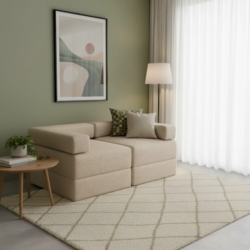 SOFA CAMA ARKOS DOS CUERPOS EN LINO BEIGE - 1
