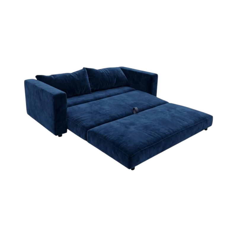 SOFA CAMA MULTIFUNCIONAL FELPA AZUL MARINO - 4