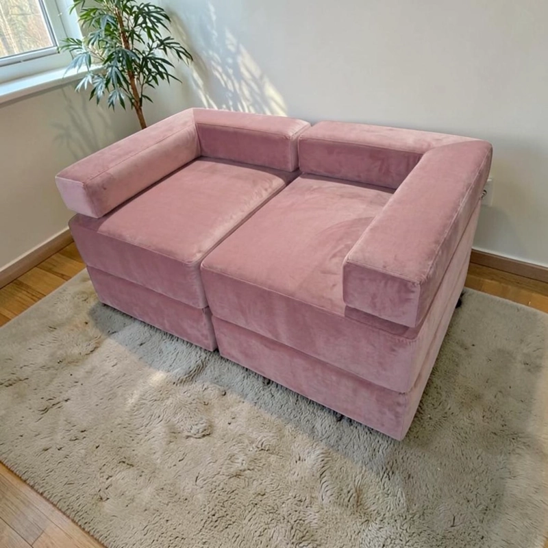 SOFA CAMA ARKOS DOS CUERPOS EN FELPA PALO ROSA - 5