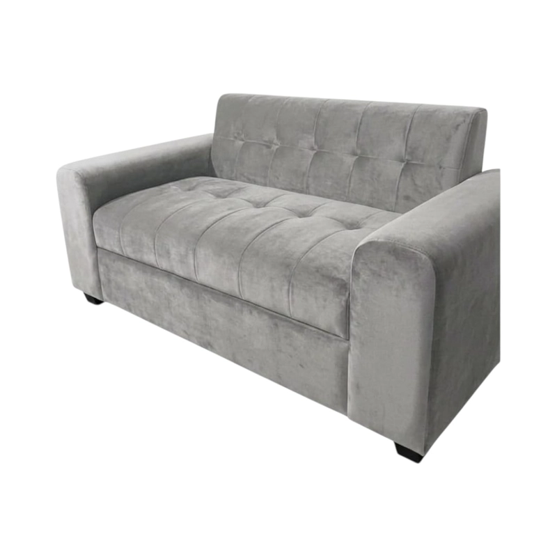 SOFA TRES CUERPOS BRAZO REDONDO FELPA GRIS CLARO - 1