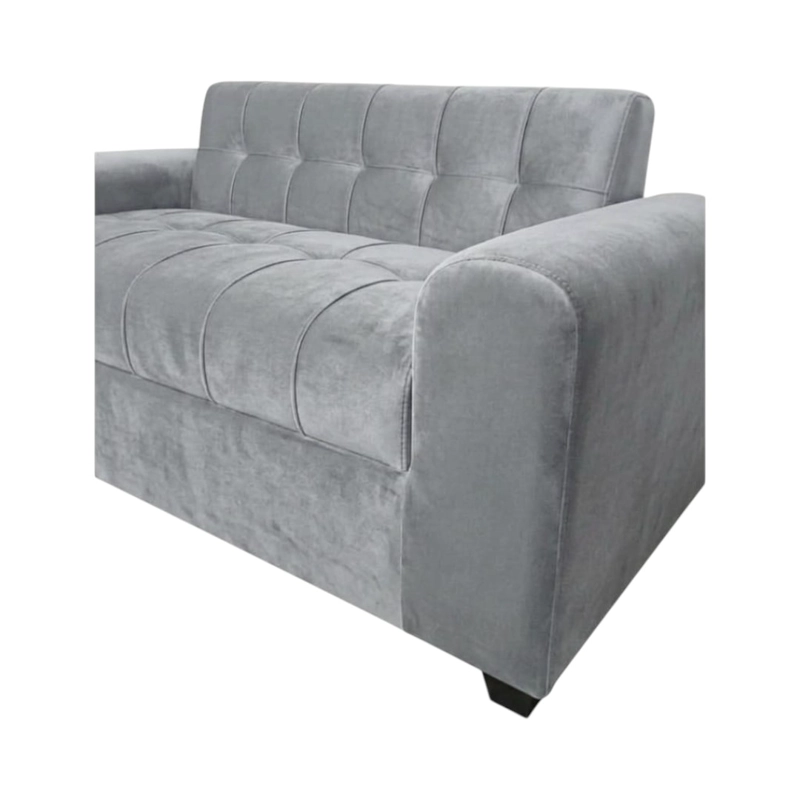 SOFA TRES CUERPOS BRAZO REDONDO FELPA GRIS CLARO - 2