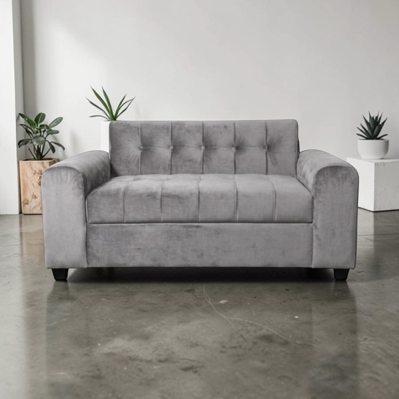SOFA TRES CUERPOS BRAZO REDONDO FELPA GRIS CLARO - 4