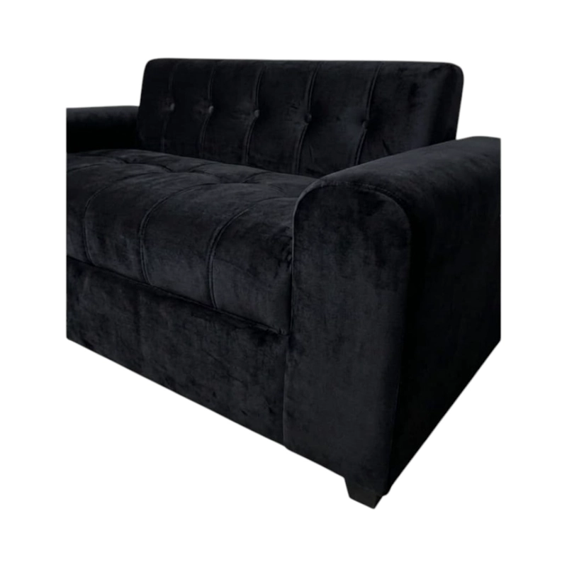 SOFA DOS CUERPOS BRAZO REDONDO FELPA NEGRA - 2