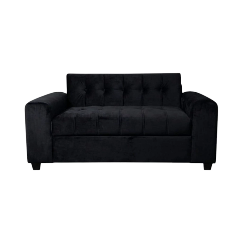 SOFA DOS CUERPOS BRAZO REDONDO FELPA NEGRA - 3