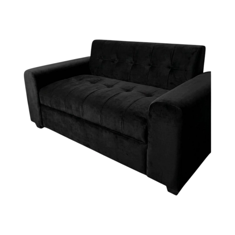 SOFA DOS CUERPOS BRAZO REDONDO FELPA NEGRA - 4