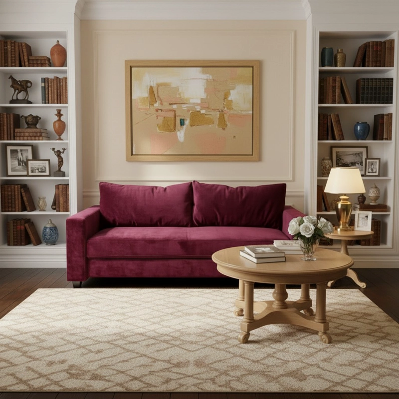 SOFA CAMA MULTIFUNCIONAL FELPA ROJO BURDEO - 1