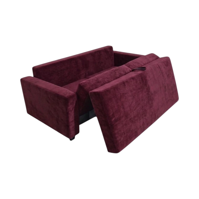SOFA CAMA MULTIFUNCIONAL FELPA ROJO BURDEO - 2