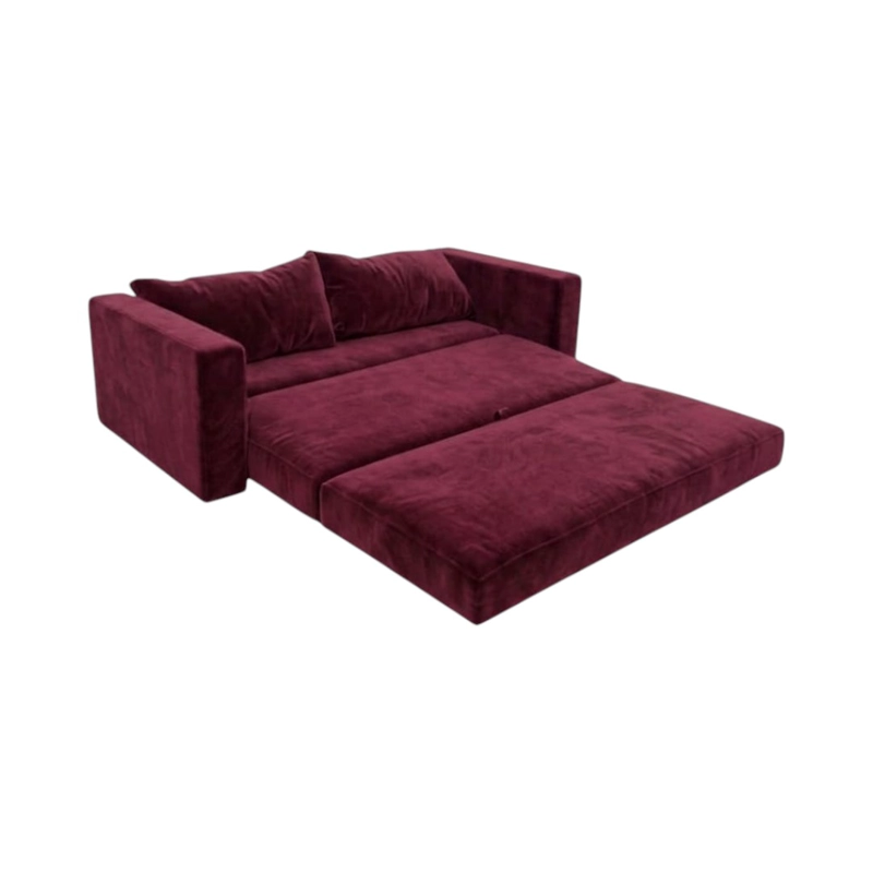 SOFA CAMA MULTIFUNCIONAL FELPA ROJO BURDEO - 3