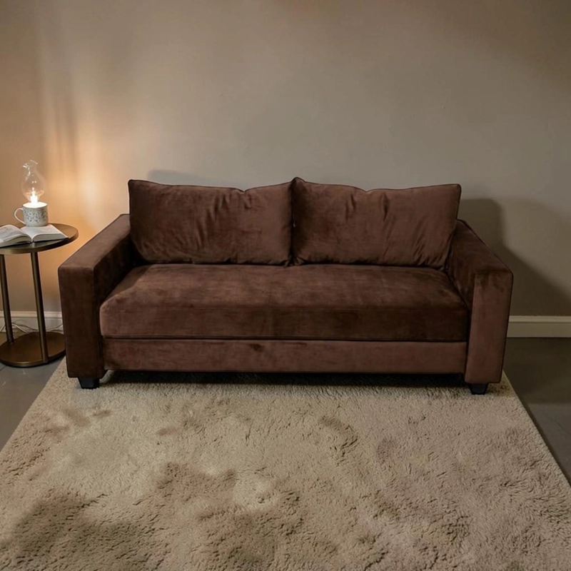 SOFA CAMA MULTIFUNCIONAL FELPA CHOCOLATE - 1