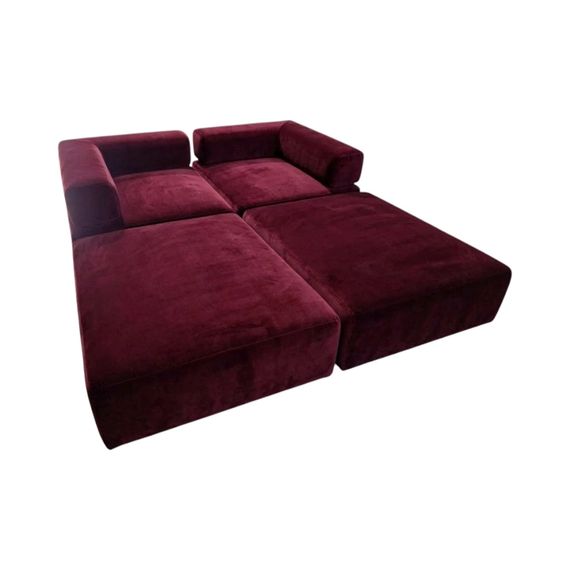 SOFA CAMA ARKOS DOS CUERPOS EN FELPA BURDEO - 2