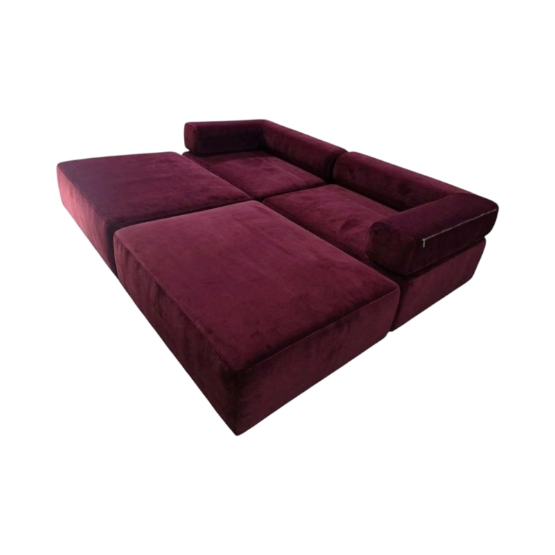 SOFA CAMA ARKOS DOS CUERPOS EN FELPA BURDEO - 4