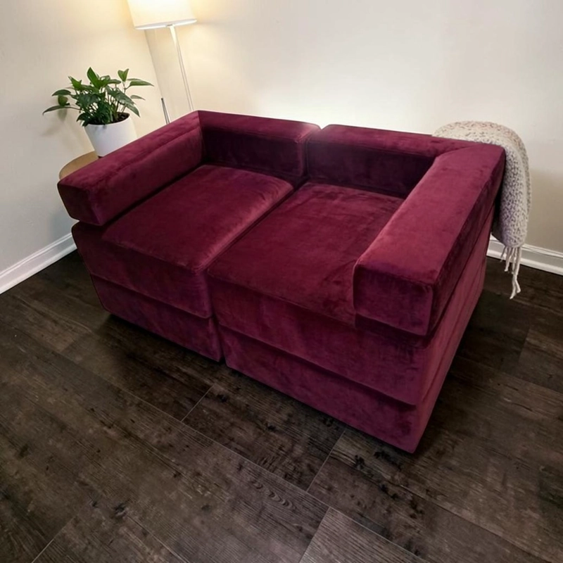 SOFA CAMA ARKOS DOS CUERPOS EN FELPA BURDEO - 5