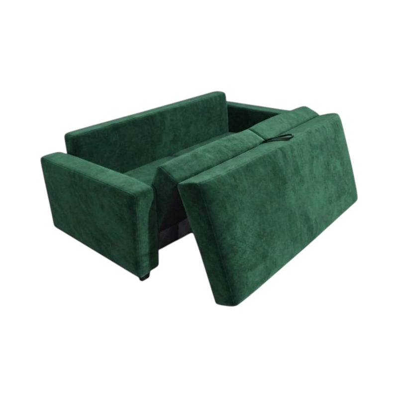 SOFA CAMA MULTIFUNCIONAL FELPA VERDE OSCURO - 2