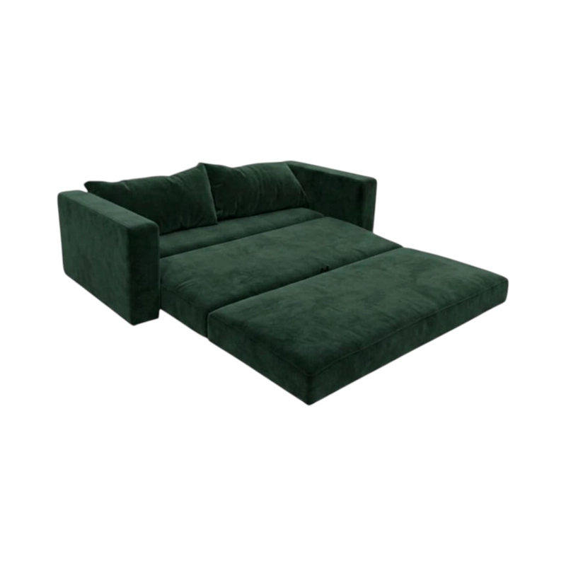 SOFA CAMA MULTIFUNCIONAL FELPA VERDE OSCURO - 3