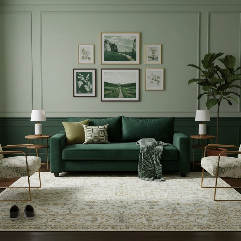 SOFA CAMA MULTIFUNCIONAL FELPA VERDE OSCURO - 5