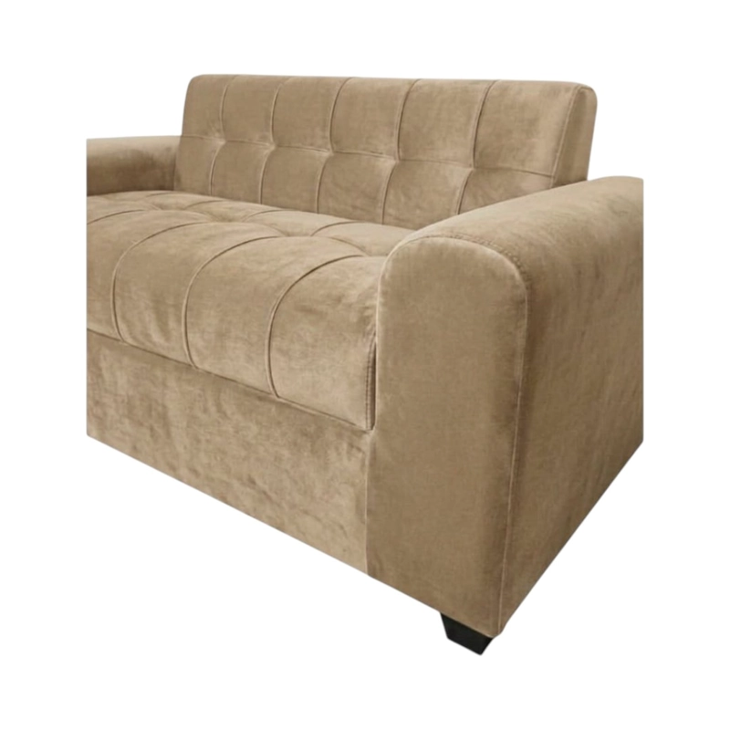 SOFA DOS CUERPOS BRAZO REDONDO FELPA BEIGE - 2