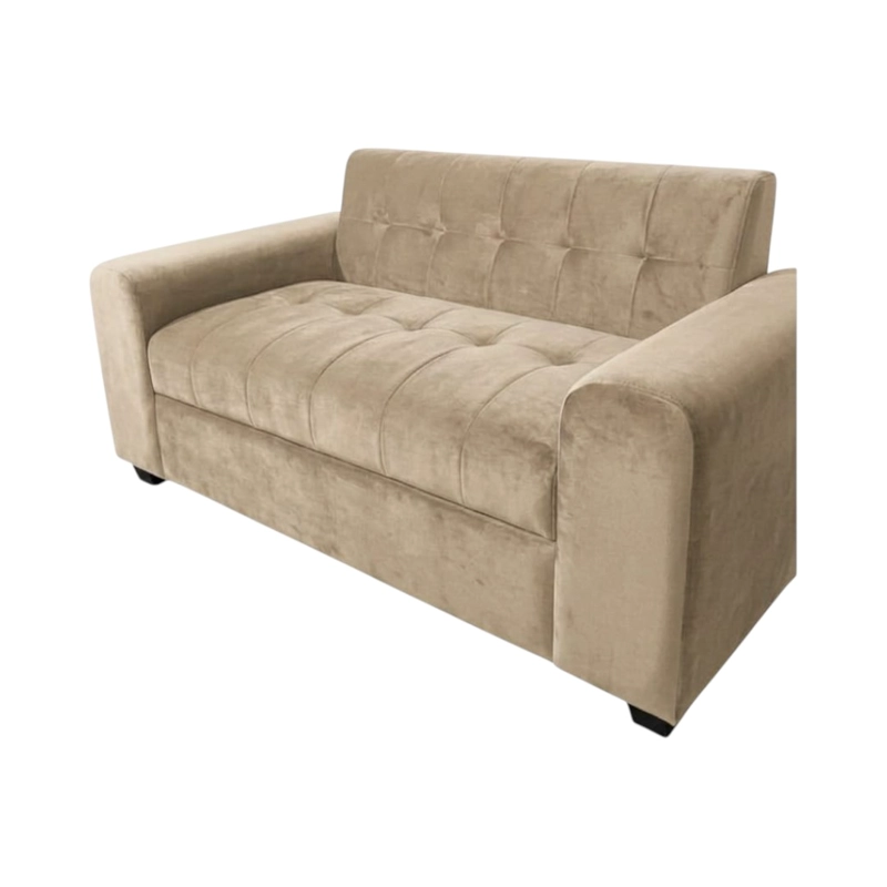 SOFA DOS CUERPOS BRAZO REDONDO FELPA BEIGE - 4
