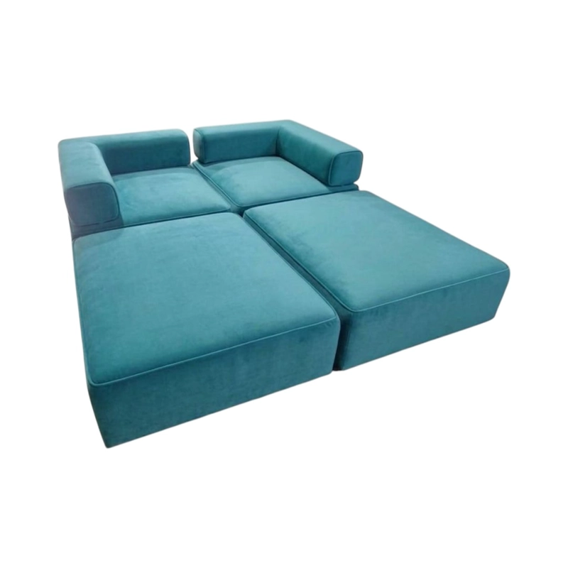 SOFA CAMA ARKOS DOS CUERPOS EN FELPA TURQUESA - 2