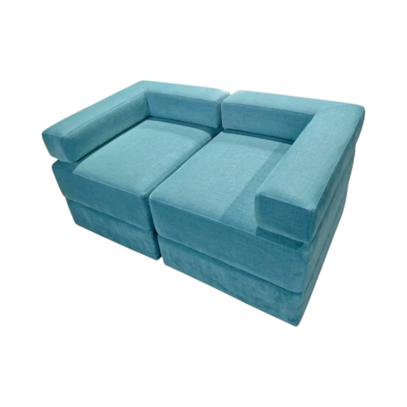 SOFA CAMA ARKOS DOS CUERPOS EN FELPA TURQUESA - 3