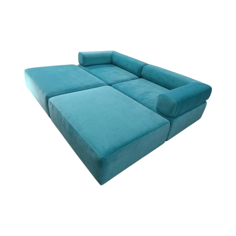 SOFA CAMA ARKOS DOS CUERPOS EN FELPA TURQUESA - 4