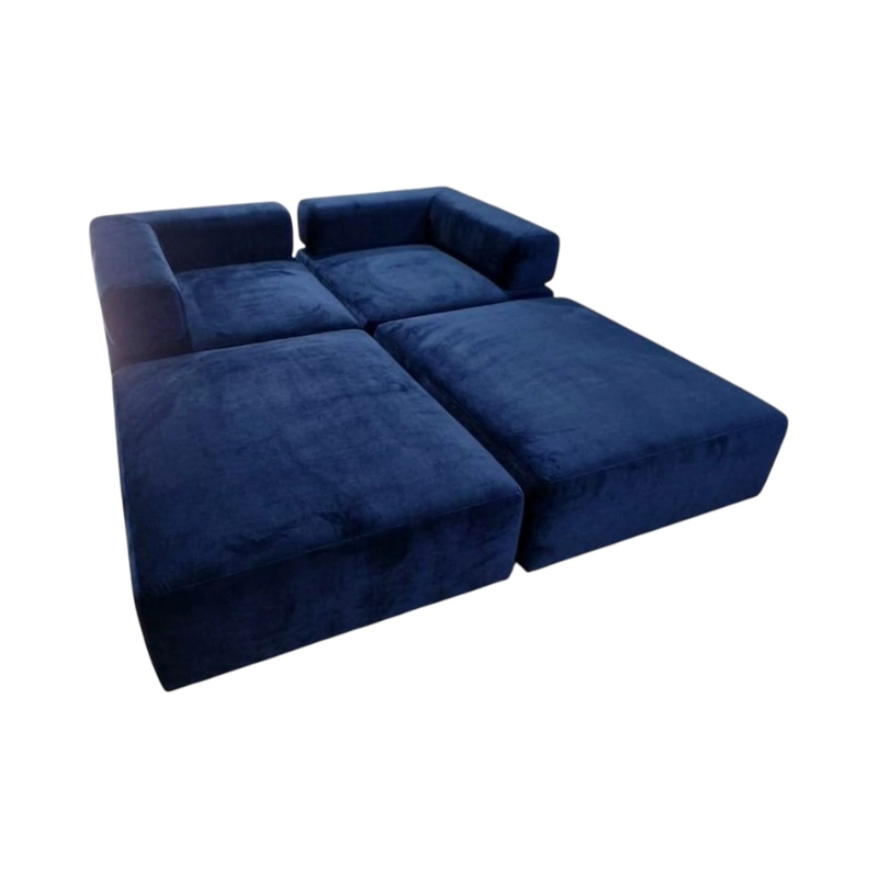 SOFA CAMA ARKOS DOS CUERPOS EN FELPA AZUL MARINO - 2