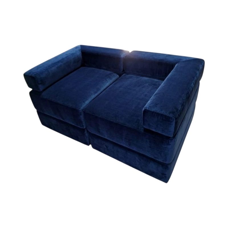 SOFA CAMA ARKOS DOS CUERPOS EN FELPA AZUL MARINO - 3