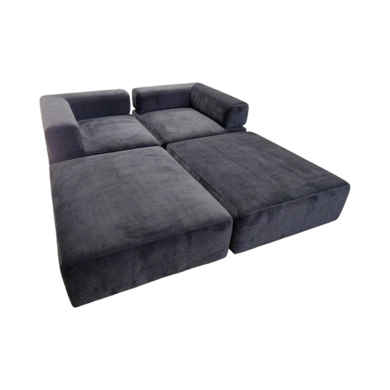 SOFA CAMA ARKOS DOS CUERPOS EN FELPA GRIS OSCURO - 2