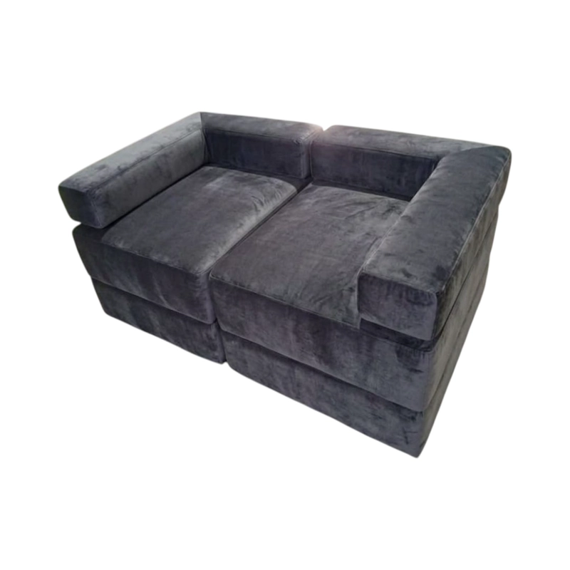 SOFA CAMA ARKOS DOS CUERPOS EN FELPA GRIS OSCURO - 3