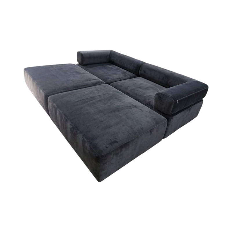 SOFA CAMA ARKOS DOS CUERPOS EN FELPA GRIS OSCURO - 4