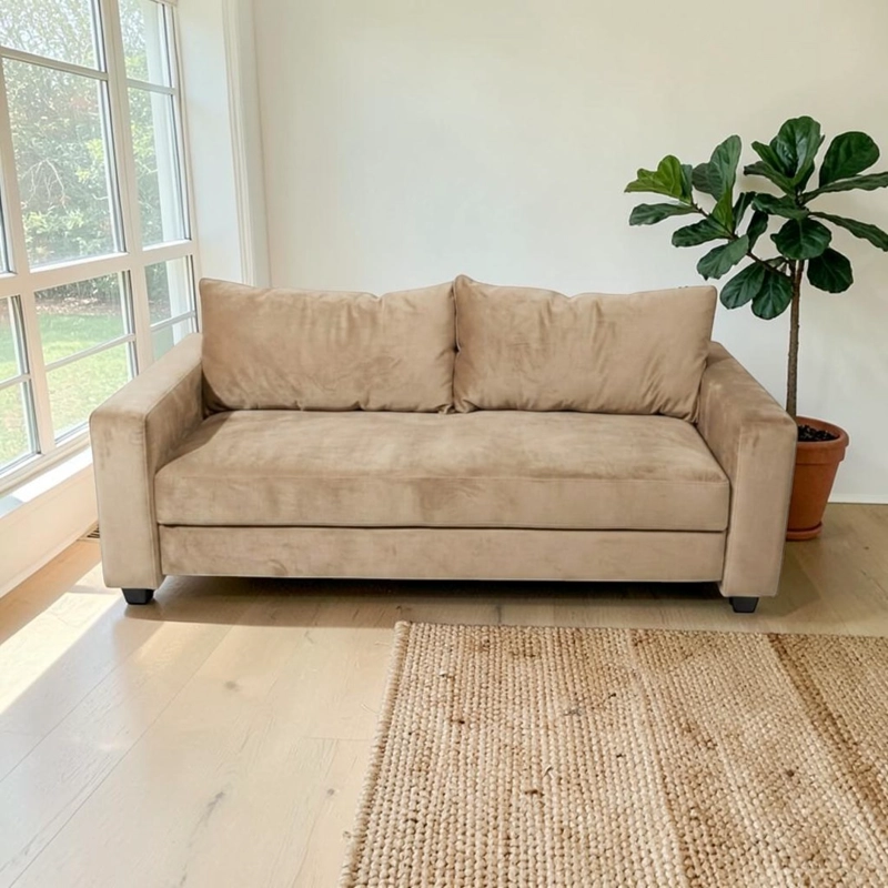 SOFA CAMA MULTIFUNCIONAL FELPA BEIGE - 1
