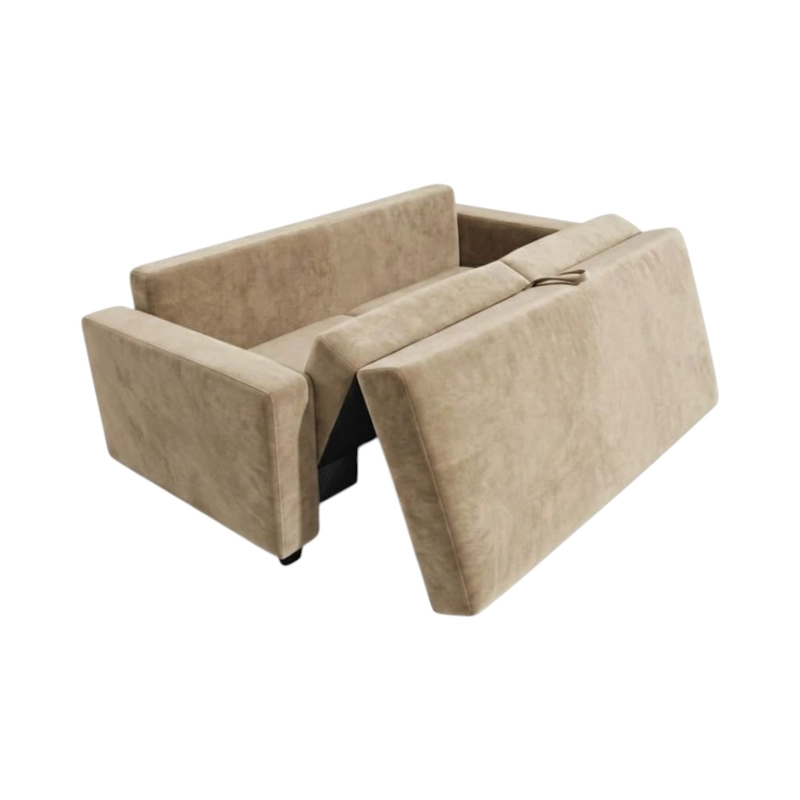 SOFA CAMA MULTIFUNCIONAL FELPA BEIGE - 2