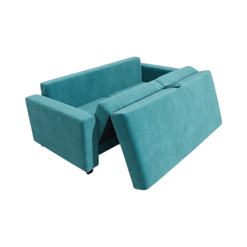 SOFA CAMA MULTIFUNCIONAL FELPA TURQUESA - 2