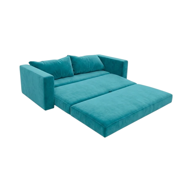 SOFA CAMA MULTIFUNCIONAL FELPA TURQUESA - 3