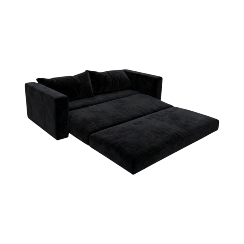 SOFA CAMA MULTIFUNCIONAL FELPA NEGRA - 3