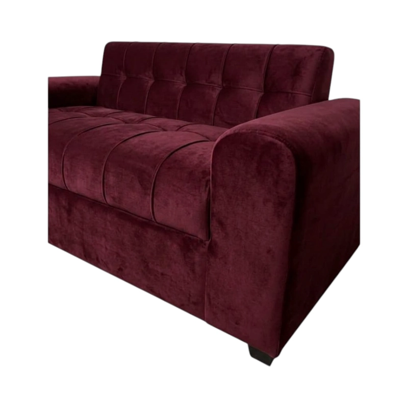 SOFA DOS CUERPOS BRAZO REDONDO FELPA ROJO BURDEO - 2