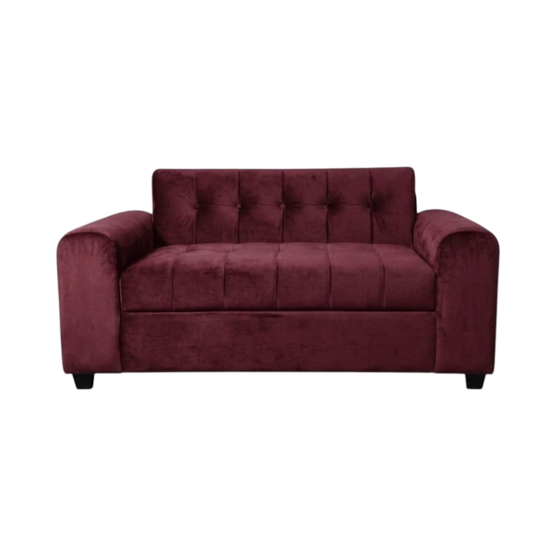 SOFA DOS CUERPOS BRAZO REDONDO FELPA ROJO BURDEO - 3