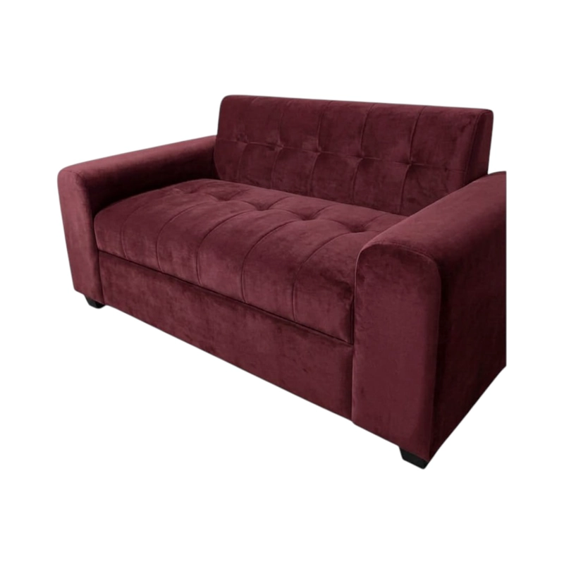 SOFA DOS CUERPOS BRAZO REDONDO FELPA ROJO BURDEO - 4