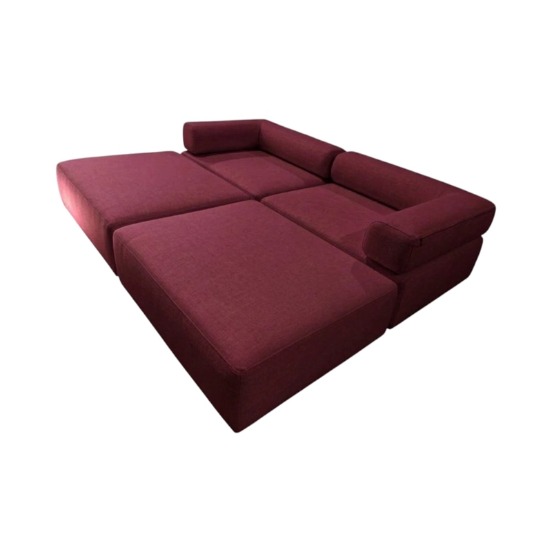SOFA CAMA ARKOS DOS CUERPOS EN LINO ROJO - 4